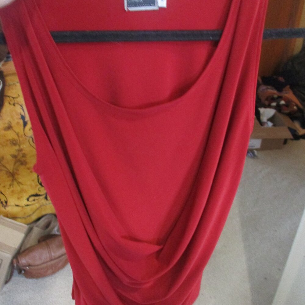Sympli Canada drape front knit tunic tank shell 8 m rich red wine